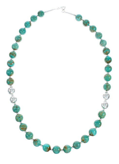 Native American Turquoise and Amber Bead Sterling Silver Necklace JX129246